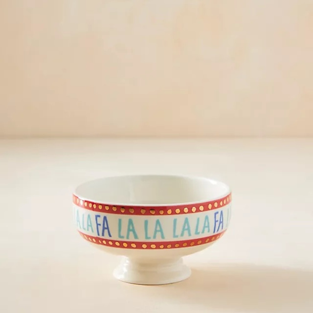 Anthropologie Making Spirits Bright Fa La La Nut Bowl